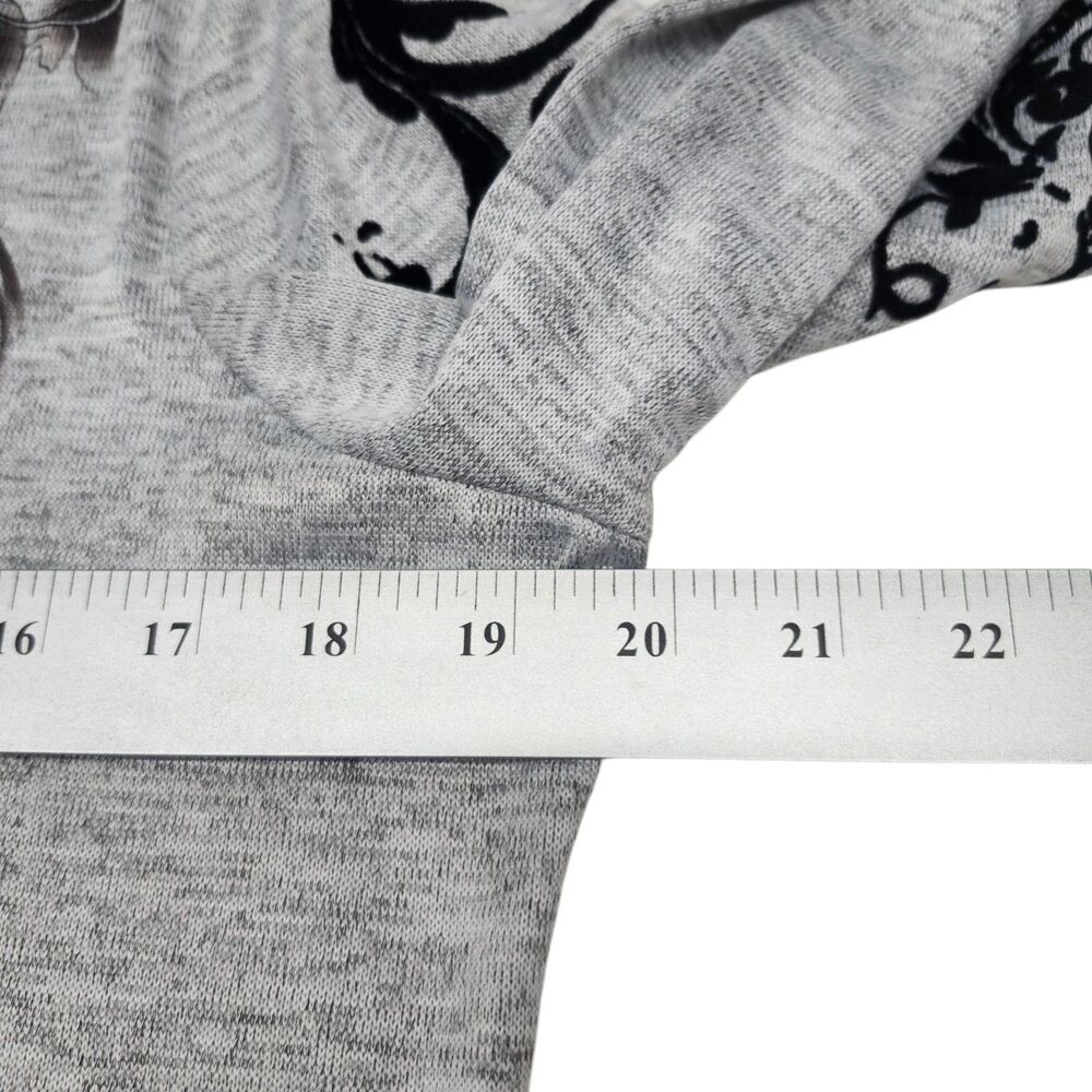 Dressbarn Gothic Scroll Work T-Shirt Womens L Gray Black Tribal Fairy Grunge - Picture 10 of 12